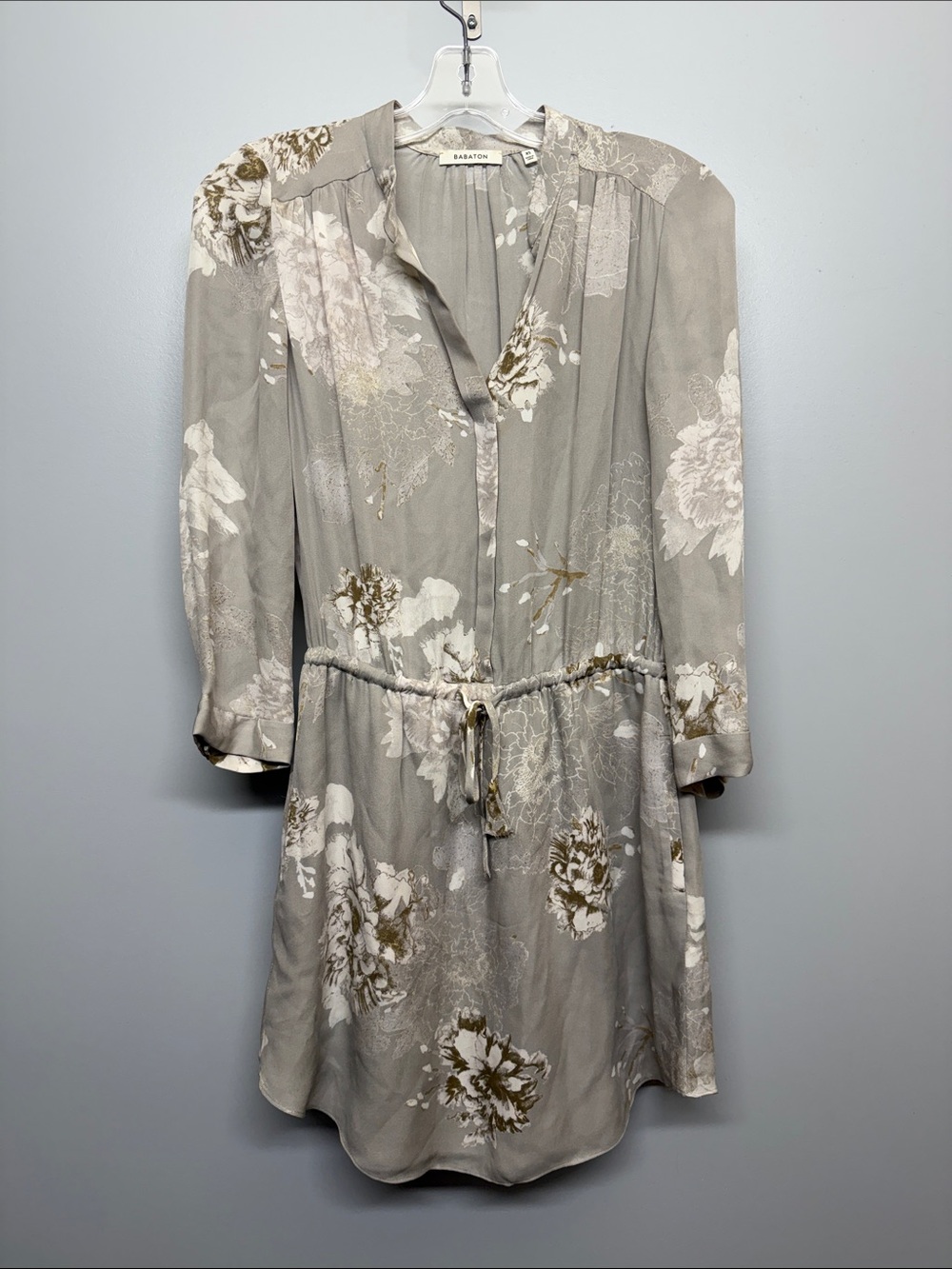 Babaton 100% Silk Grey Floral Dress